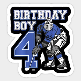 Kids 4 Year Old Ice Hockey Themed Birthday Party 4Th Boy Sticker